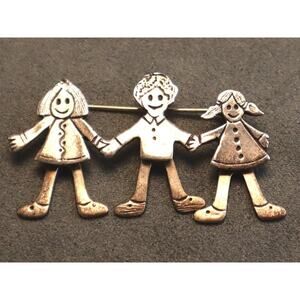 Vintage Mexican Sterling Children Brooch Moveable Legs Dangling EFS Mexico